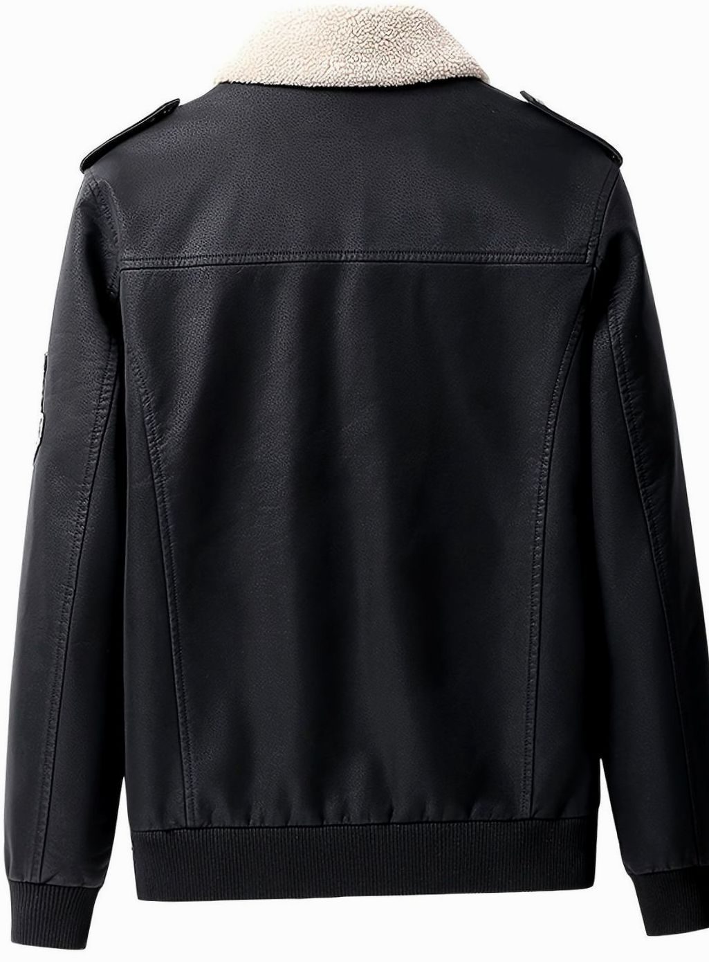Men's Faux Leather Aviator Bomber Jacket with Sherpa Collar