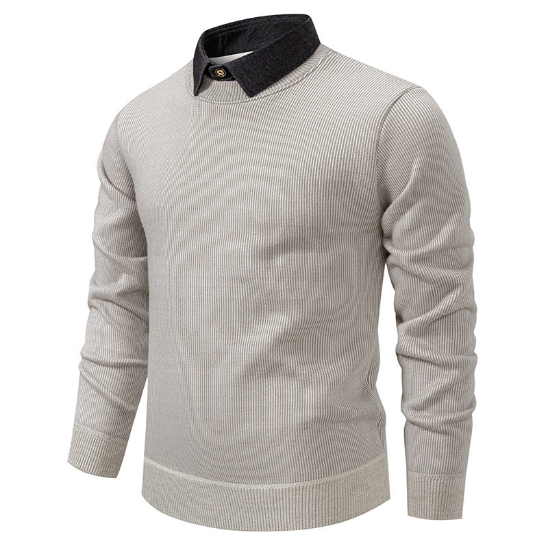 Men's Fine Knit Sweater with Modern Collar & Elegant Design | Wearclo