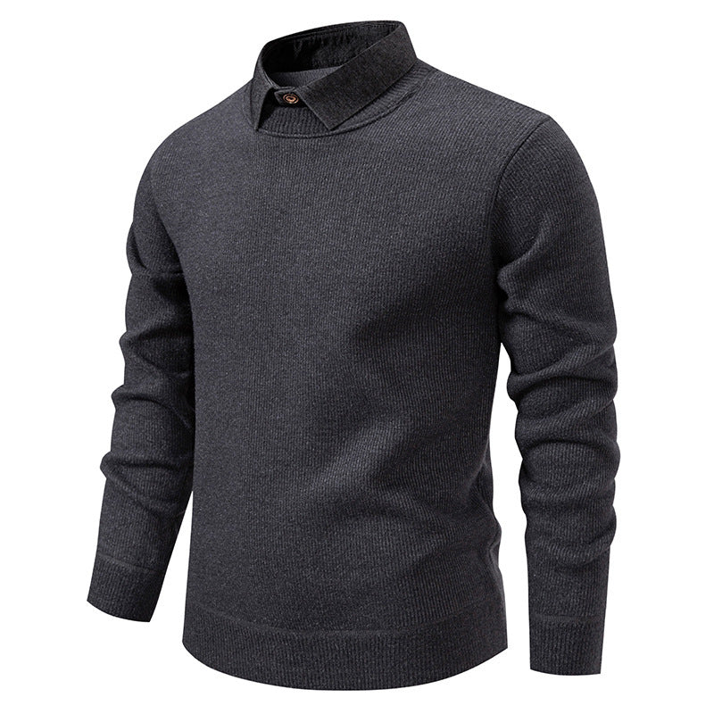 Men's Fine Knit Sweater with Modern Collar & Elegant Design | Wearclo