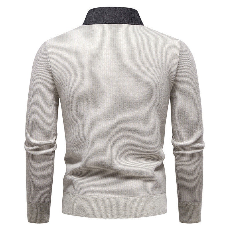 Men's Fine Knit Sweater with Modern Collar & Elegant Design | Wearclo