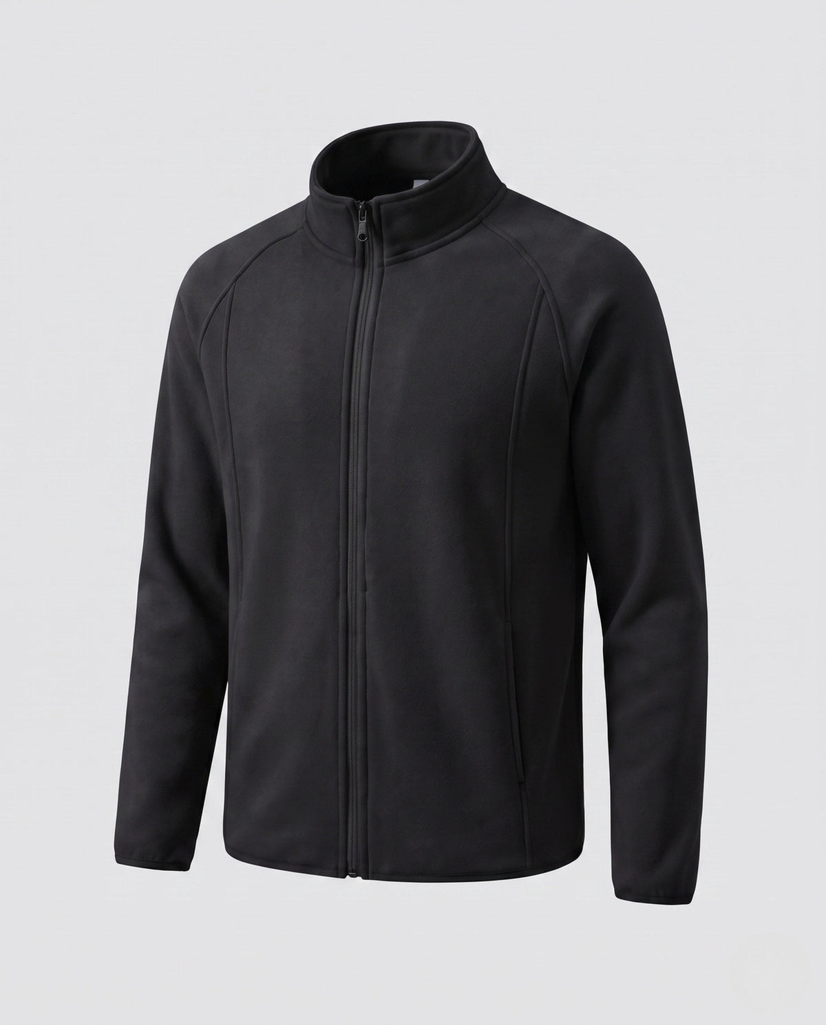 Men's Fleece Jacket with Stand-Up Collar and Wind Protection