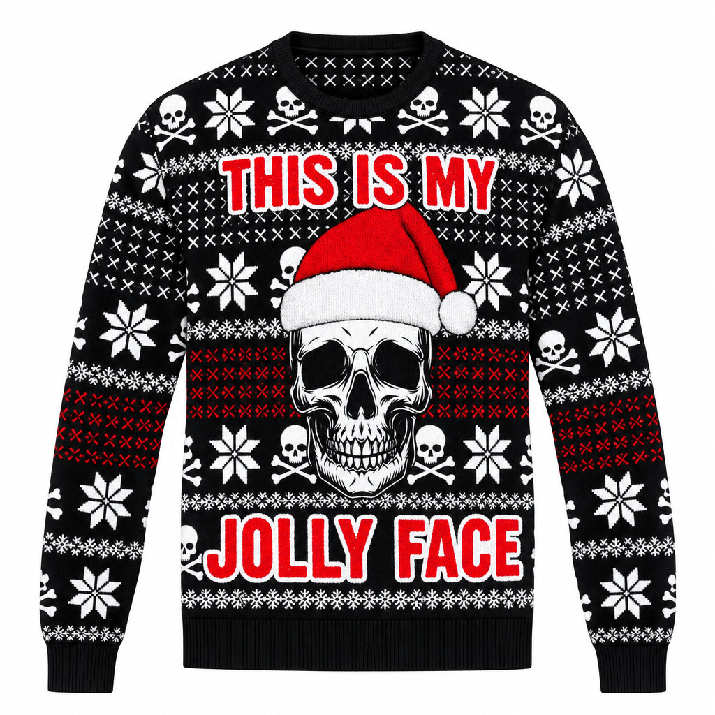 Men's Grunge Ugly Christmas Sweater with Skull Print