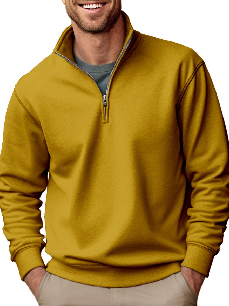 Men's Half-Zip Stand-Collar Sweatshirt with Soft Fleece Lining