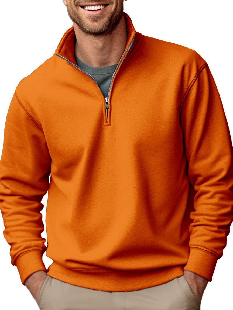 Men's Half-Zip Stand-Collar Sweatshirt with Soft Fleece Lining
