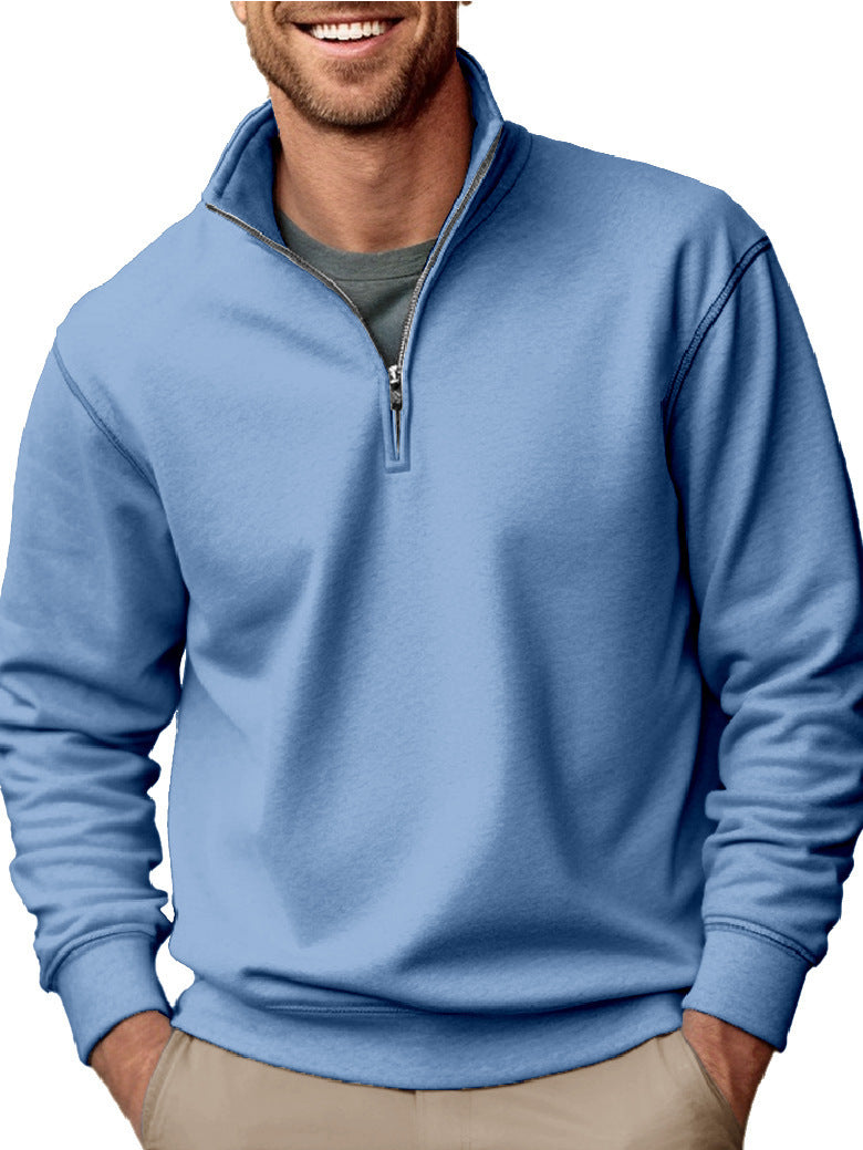 Men's Half-Zip Stand-Collar Sweatshirt with Soft Fleece Lining