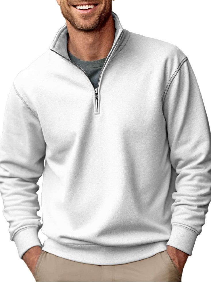 Men's Half-Zip Stand-Collar Sweatshirt with Soft Fleece Lining