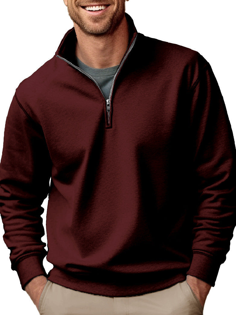 Men's Half-Zip Stand-Collar Sweatshirt with Soft Fleece Lining