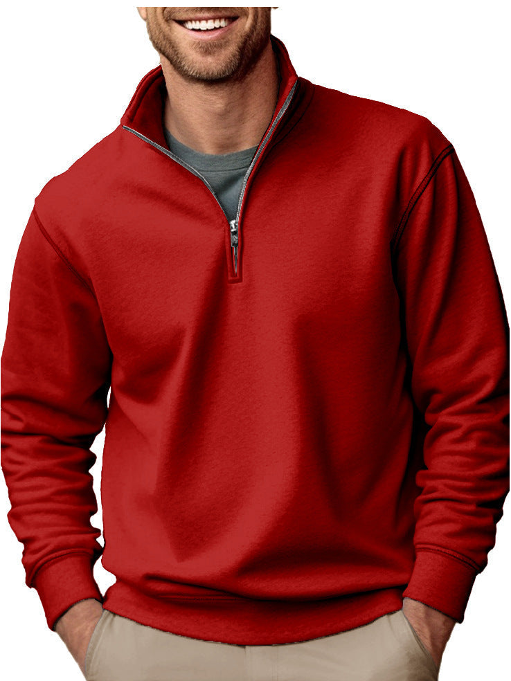 Men's Half-Zip Stand-Collar Sweatshirt with Soft Fleece Lining