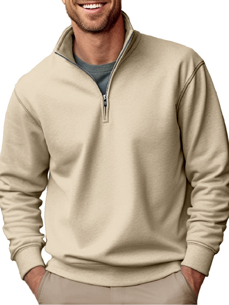 Men's Half-Zip Stand-Collar Sweatshirt with Soft Fleece Lining
