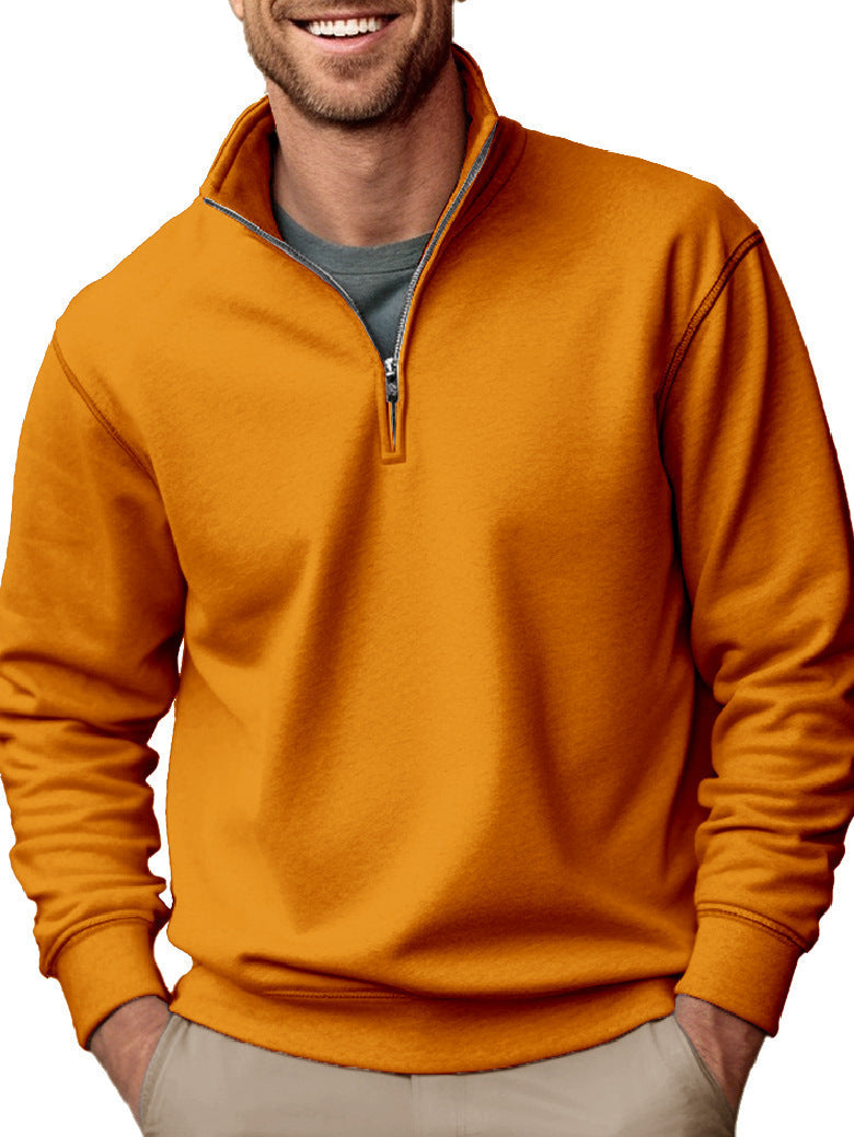 Men's Half-Zip Stand-Collar Sweatshirt with Soft Fleece Lining