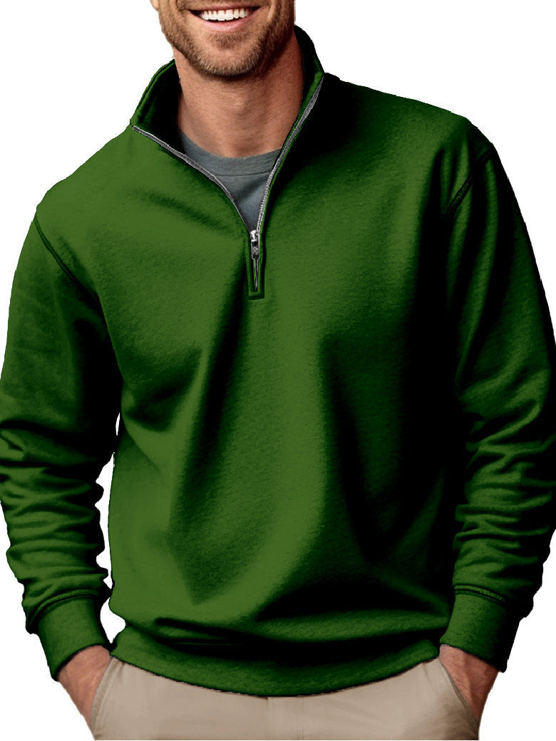 Men's Half-Zip Stand-Collar Sweatshirt with Soft Fleece Lining