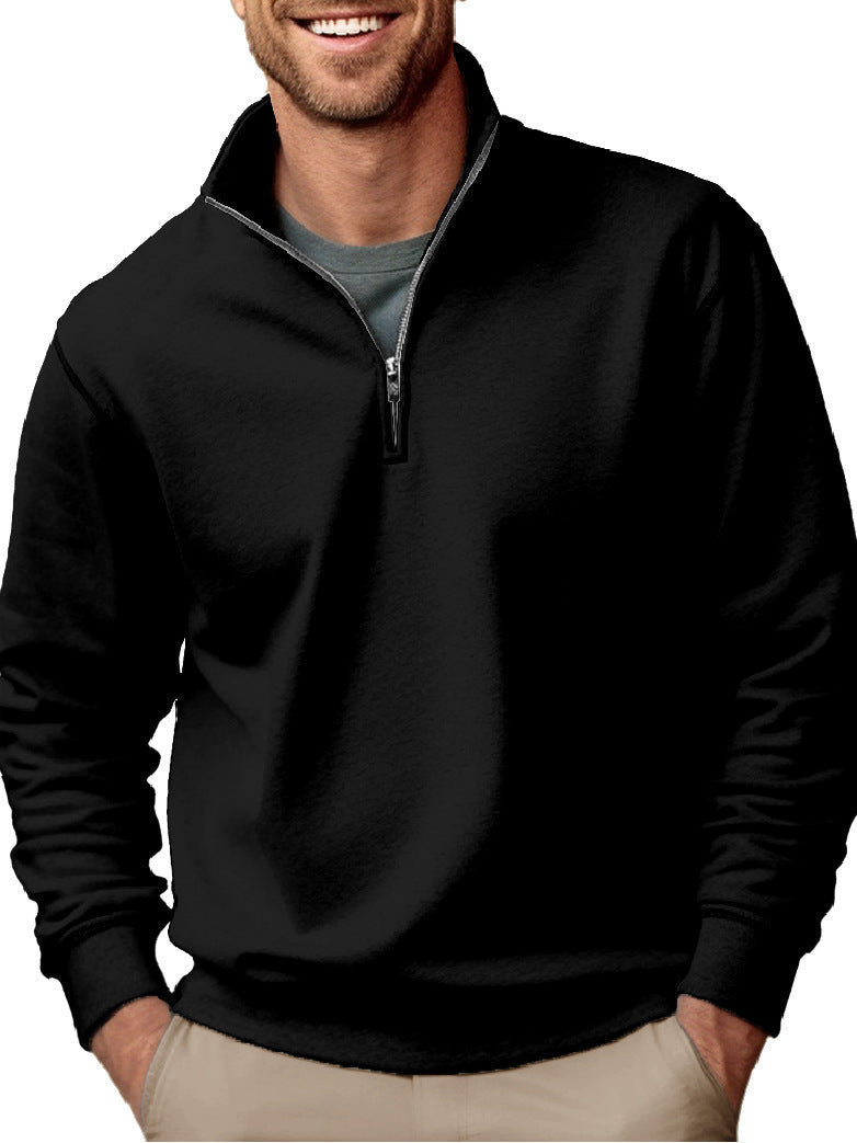 Men's Half-Zip Stand-Collar Sweatshirt with Soft Fleece Lining