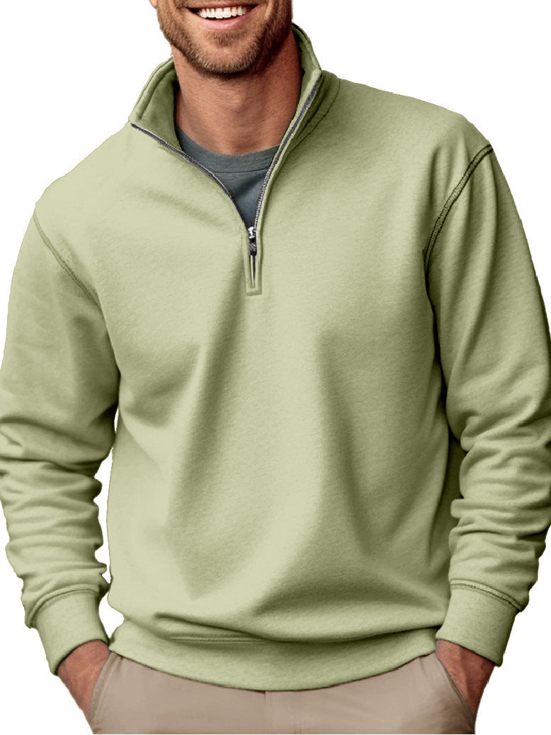 Men's Half-Zip Stand-Collar Sweatshirt with Soft Fleece Lining