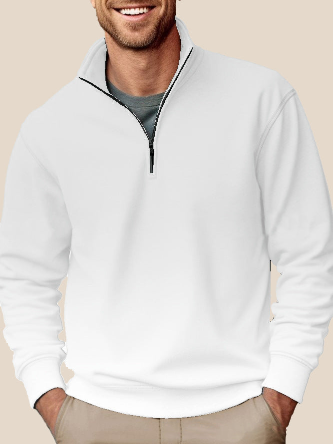 Men's Half-Zip Stand-Collar Sweatshirt with Soft Fleece Lining
