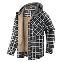Men's Hooded Plaid Shirt Jacket