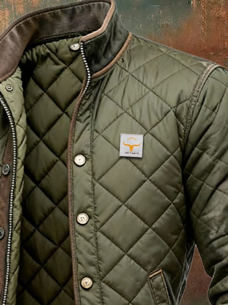 Men's Insulated Quilted Stand-Collar Bomber Jacket