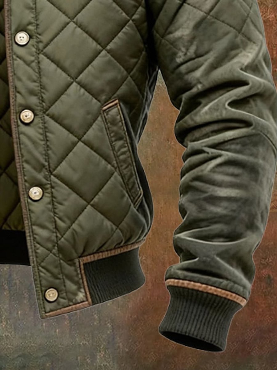Men's Insulated Quilted Stand-Collar Bomber Jacket