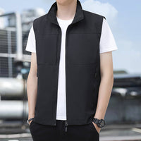 Men's Lightweight Windproof Outdoor Nano Vest with Stand Collar and Concealed Zip Pockets