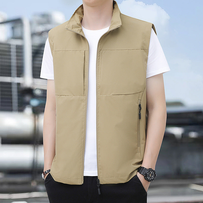 Men's Lightweight Windproof Outdoor Nano Vest with Stand Collar and Concealed Zip Pockets