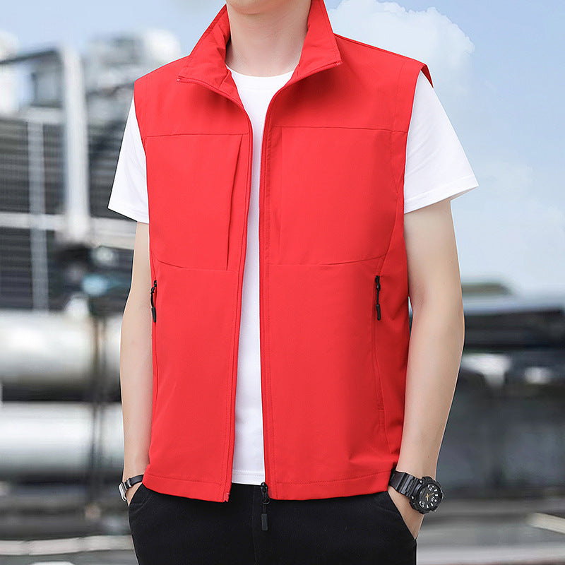 Men's Lightweight Windproof Outdoor Nano Vest with Stand Collar and Concealed Zip Pockets