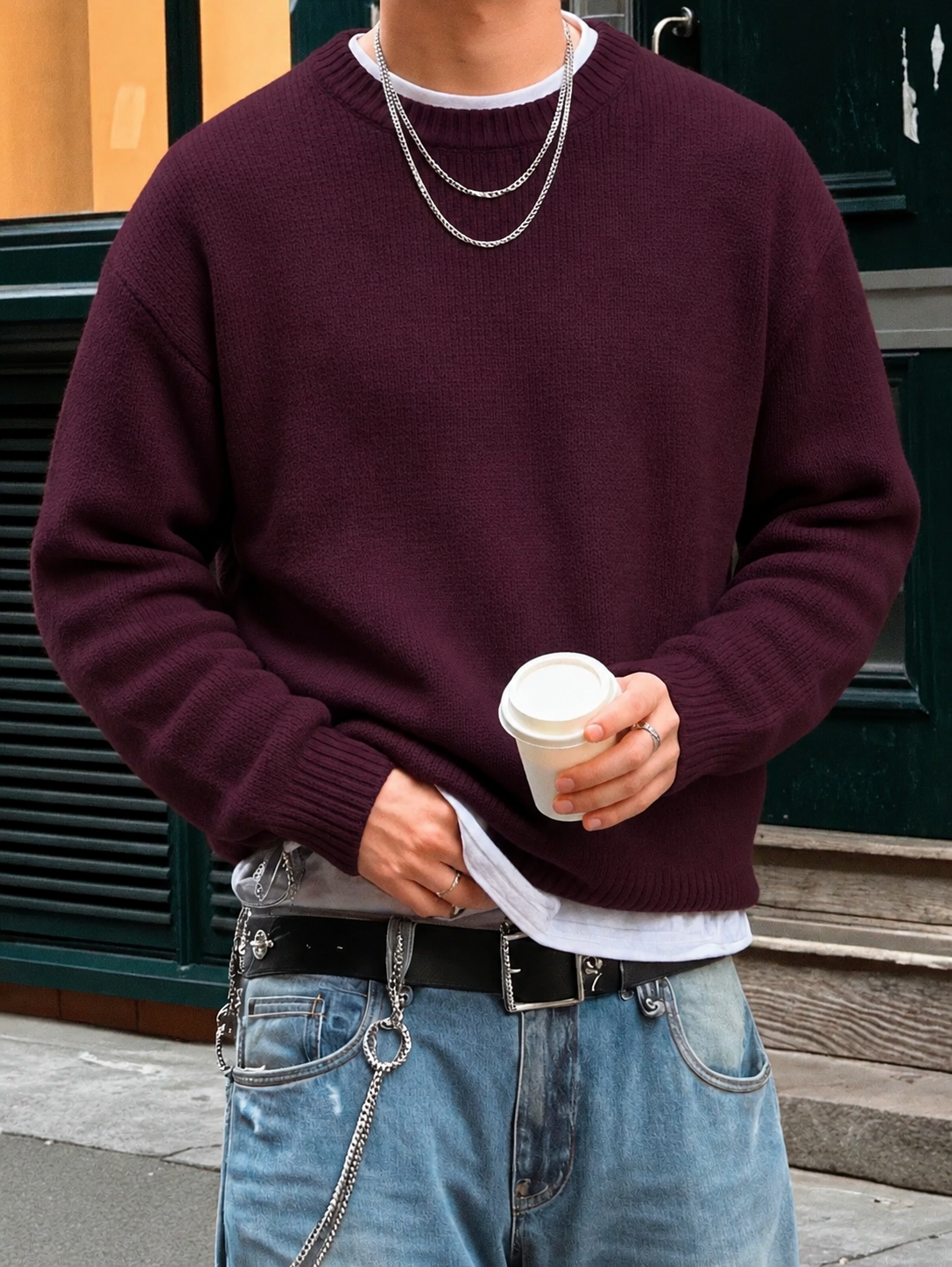 Men's Long-Sleeve Rib-Knit Crewneck Sweater