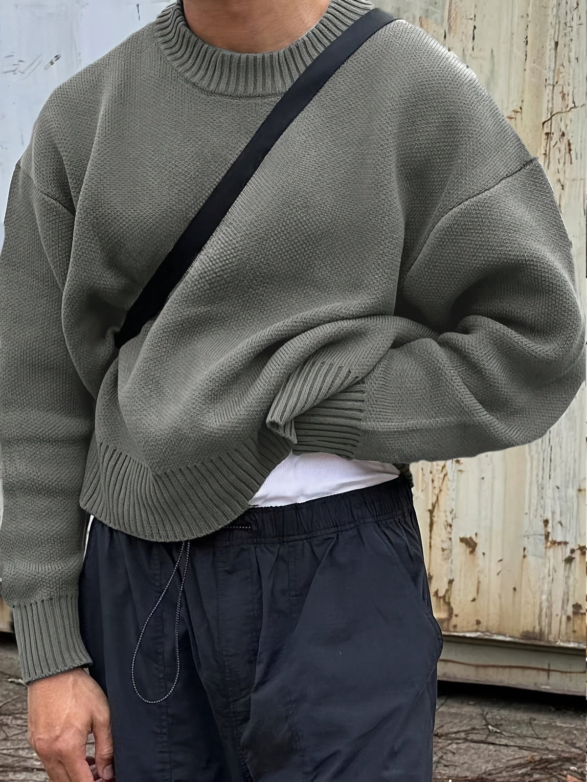Men's Long-Sleeve Rib-Knit Crewneck Sweater