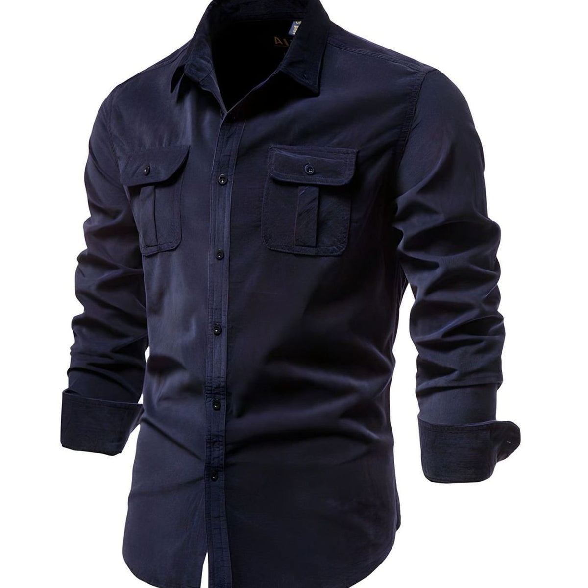Men's Military-Style Dual-Pocket Long Sleeve Shirt