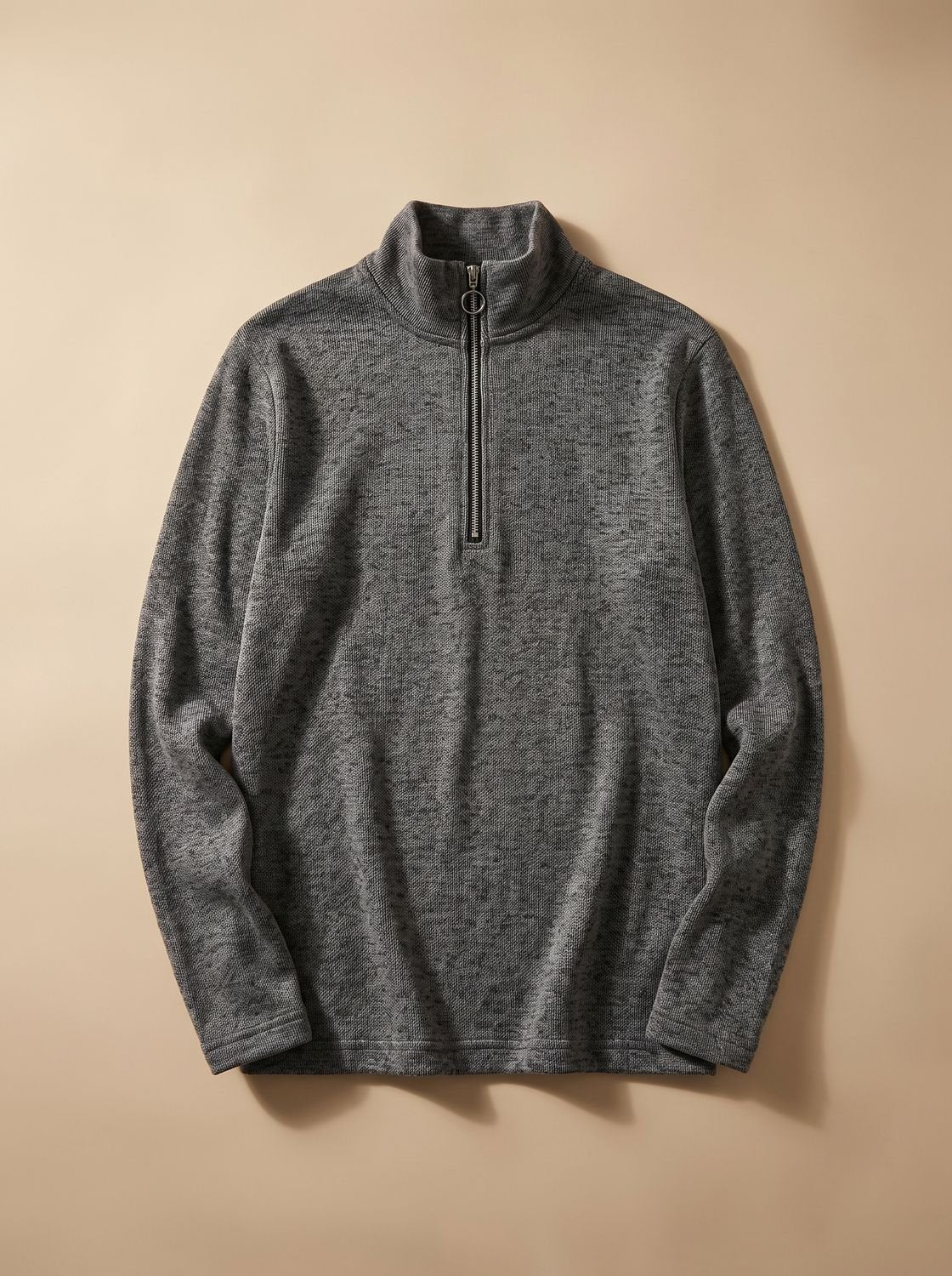 Men's Quarter-Zip Mock Neck Fine-Knit Pullover Sweater