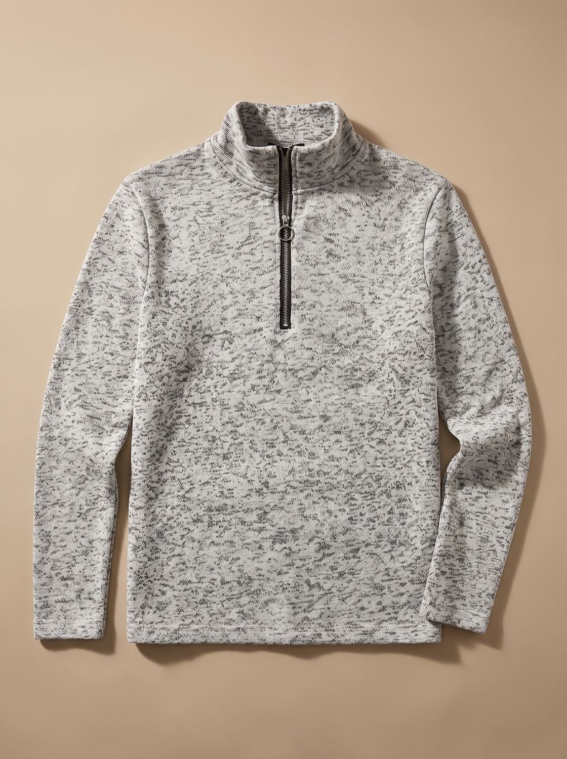 Men's Quarter-Zip Mock Neck Fine-Knit Pullover Sweater