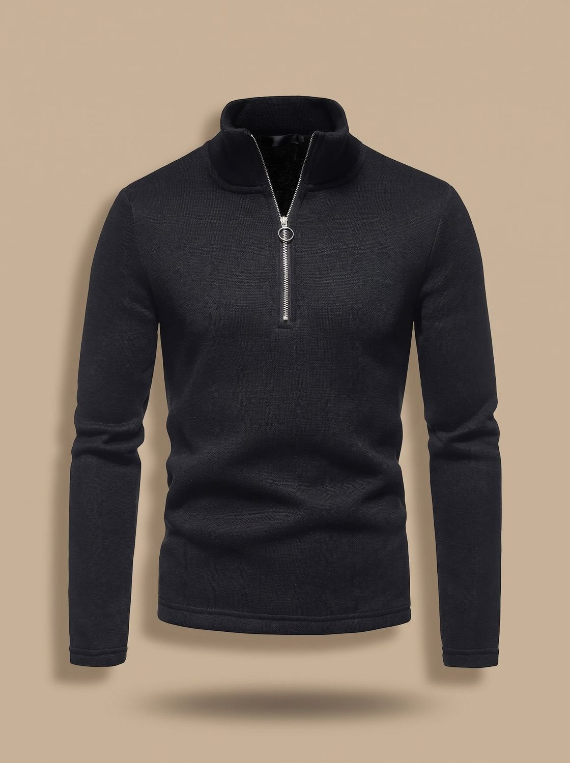 Men's Quarter-Zip Mock Neck Fine-Knit Pullover Sweater