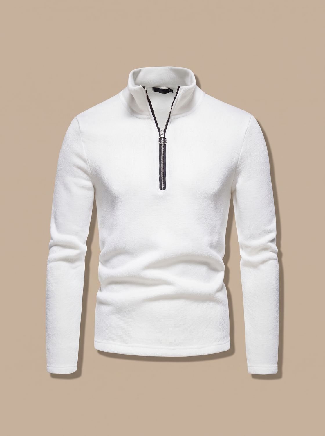 Men's Quarter-Zip Mock Neck Fine-Knit Pullover Sweater