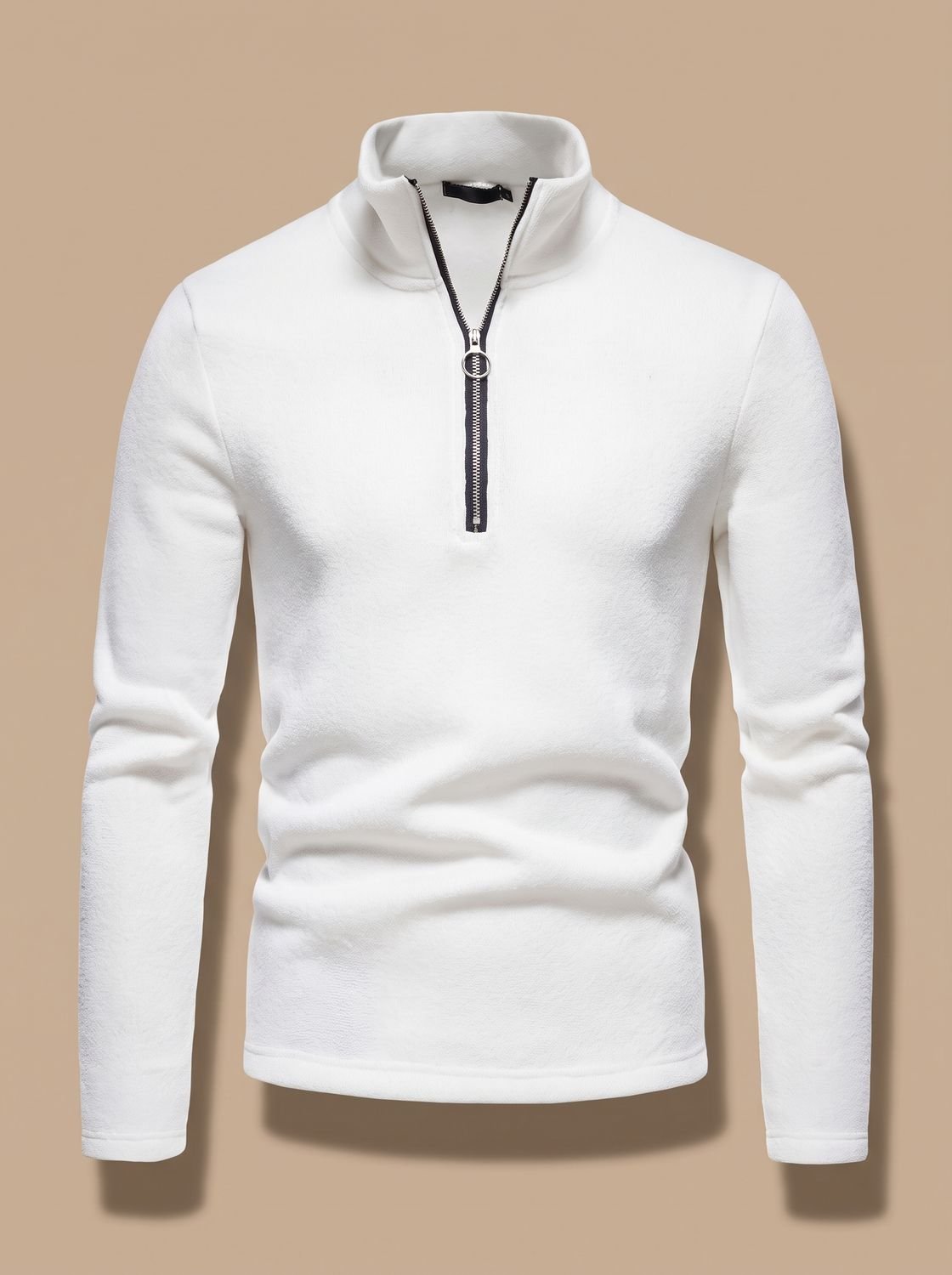 Men's Regular Fit Quarter-Zip Fine-Knit Stand Collar Pullover Sweater