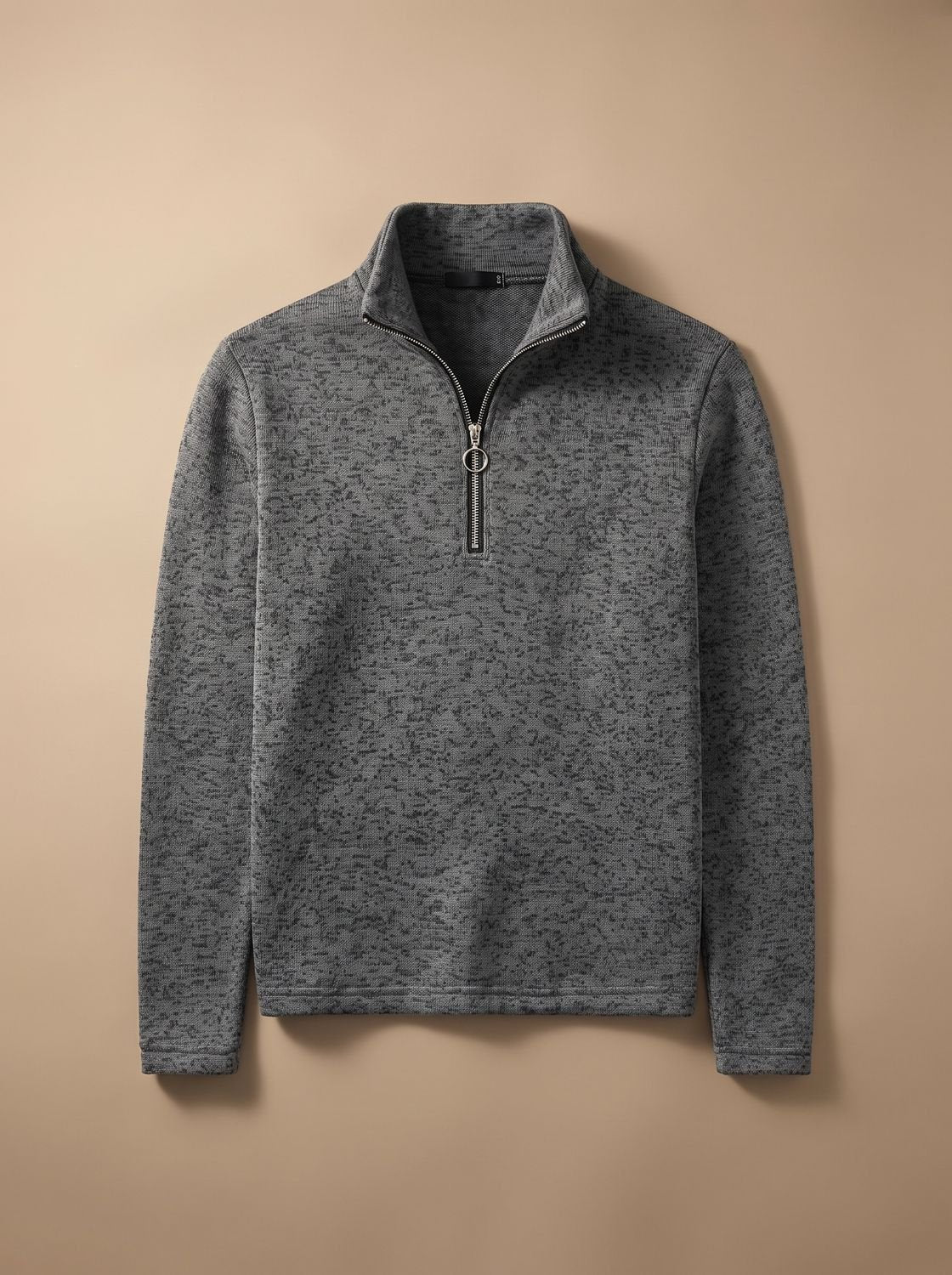 Men's Regular Fit Quarter-Zip Fine-Knit Stand Collar Pullover Sweater