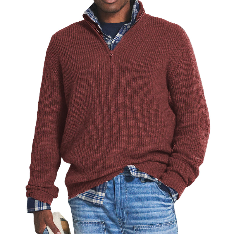 Men's Slim-Fit Cashmere Half-Zip Business Sweater