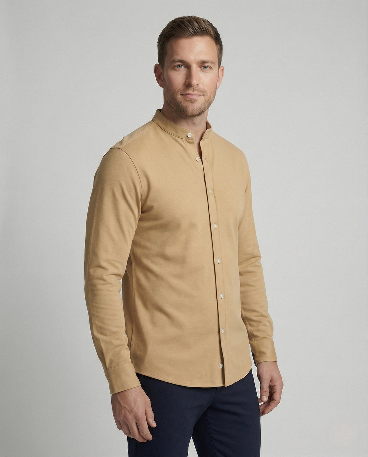 Men's Slim Fit Stand Collar Shirt