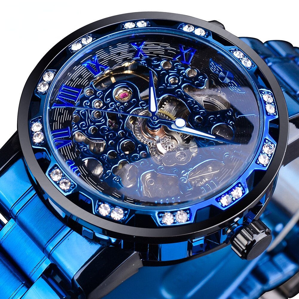 Men's Stainless Steel Skeleton Watch