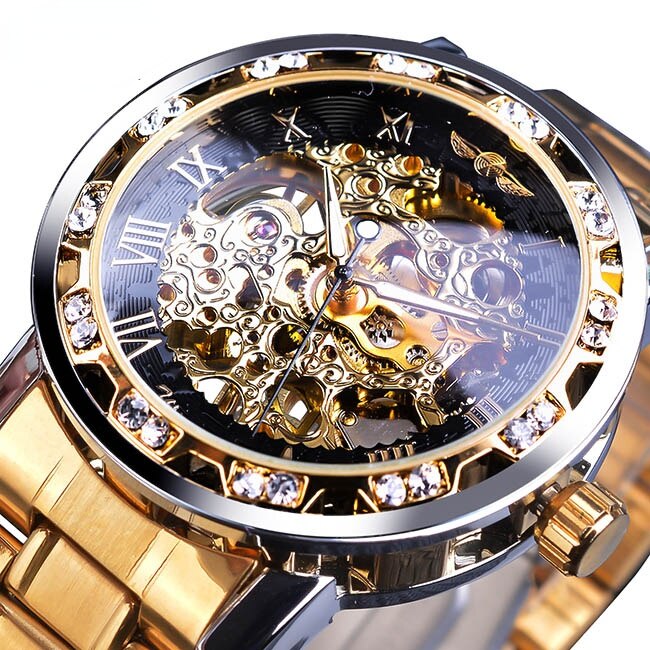 Men's Stainless Steel Skeleton Watch