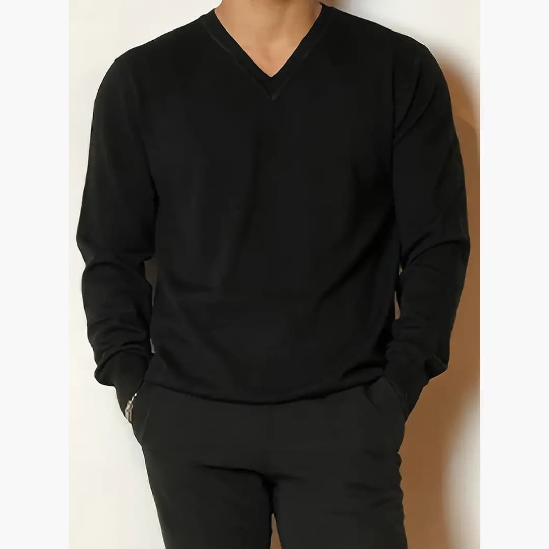 Men's Stylish Long-Sleeve V-Neck Sweater