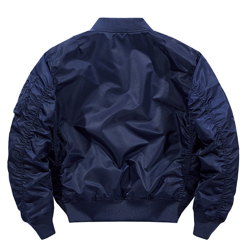 Men's Technical Nylon Flight Bomber Jacket with Ribbed Cuffs and Arm Pocket