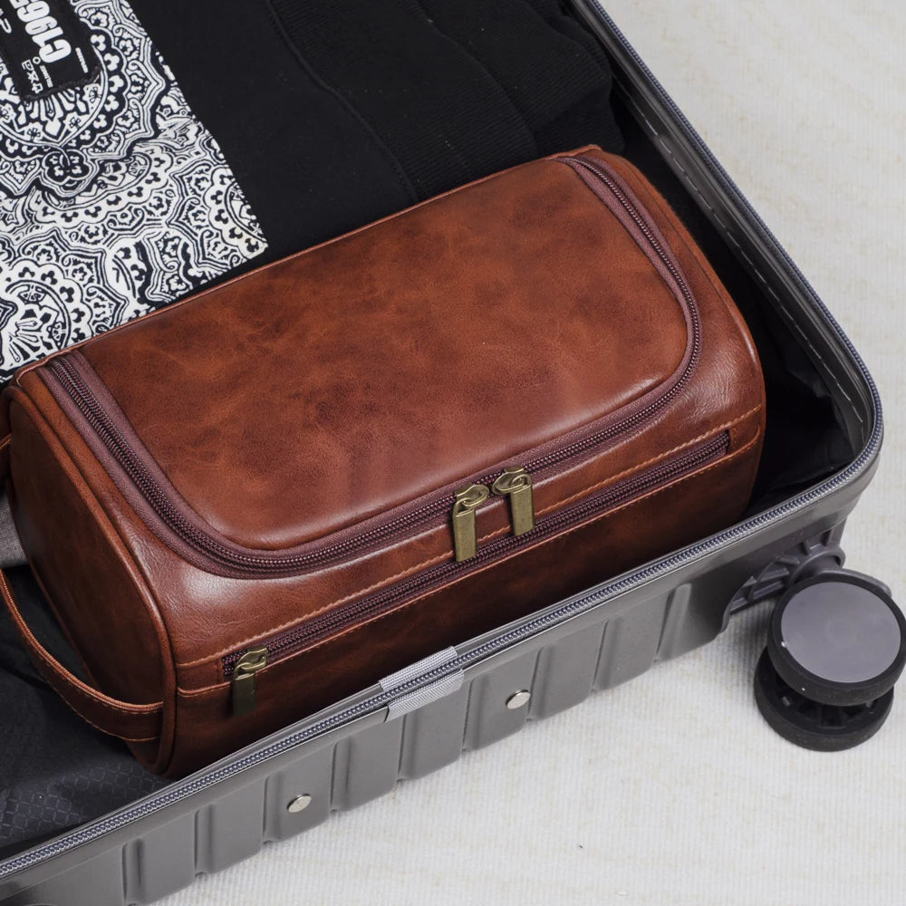 Men's Travel Cosmetic Bag Made of PU Leather – Elegant and Functional