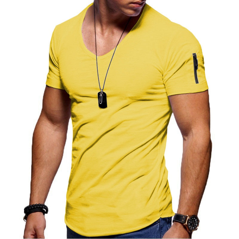 Men's V-neck Muscle T-Shirts