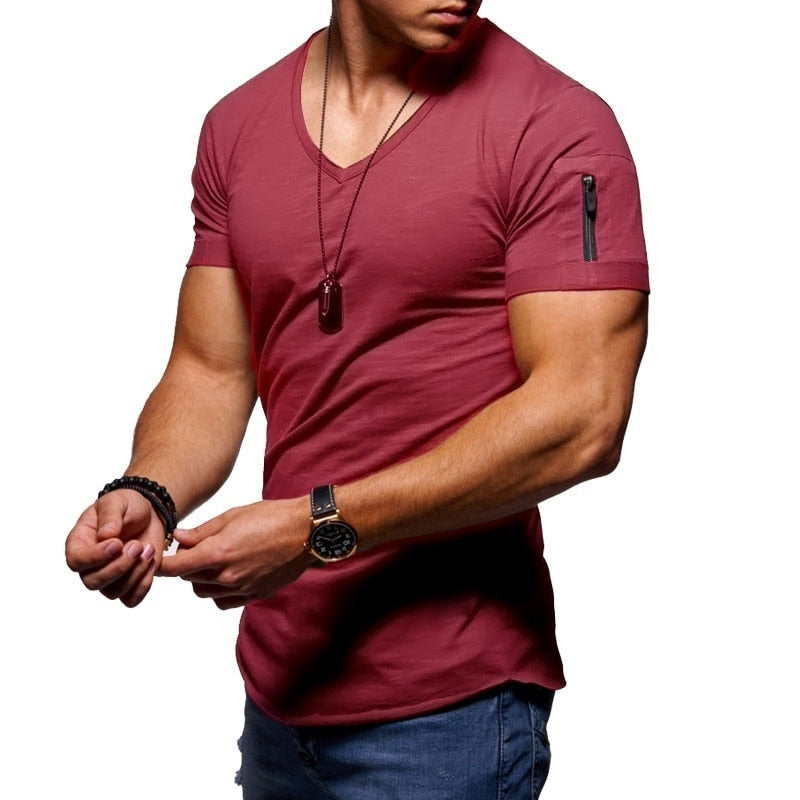 Men's V-neck Muscle T-Shirts