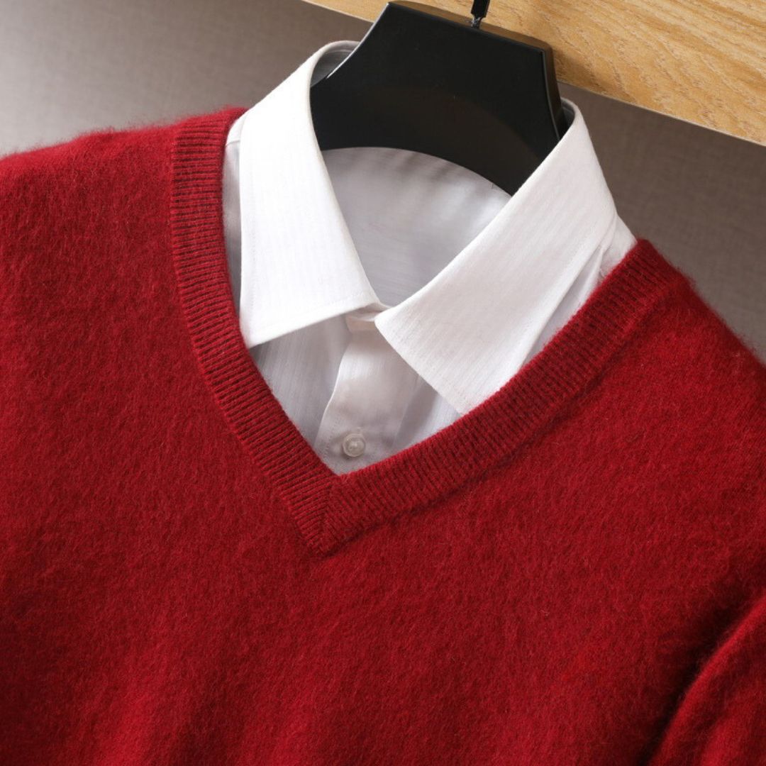 Men's V-Neck Sweater Merino Wool