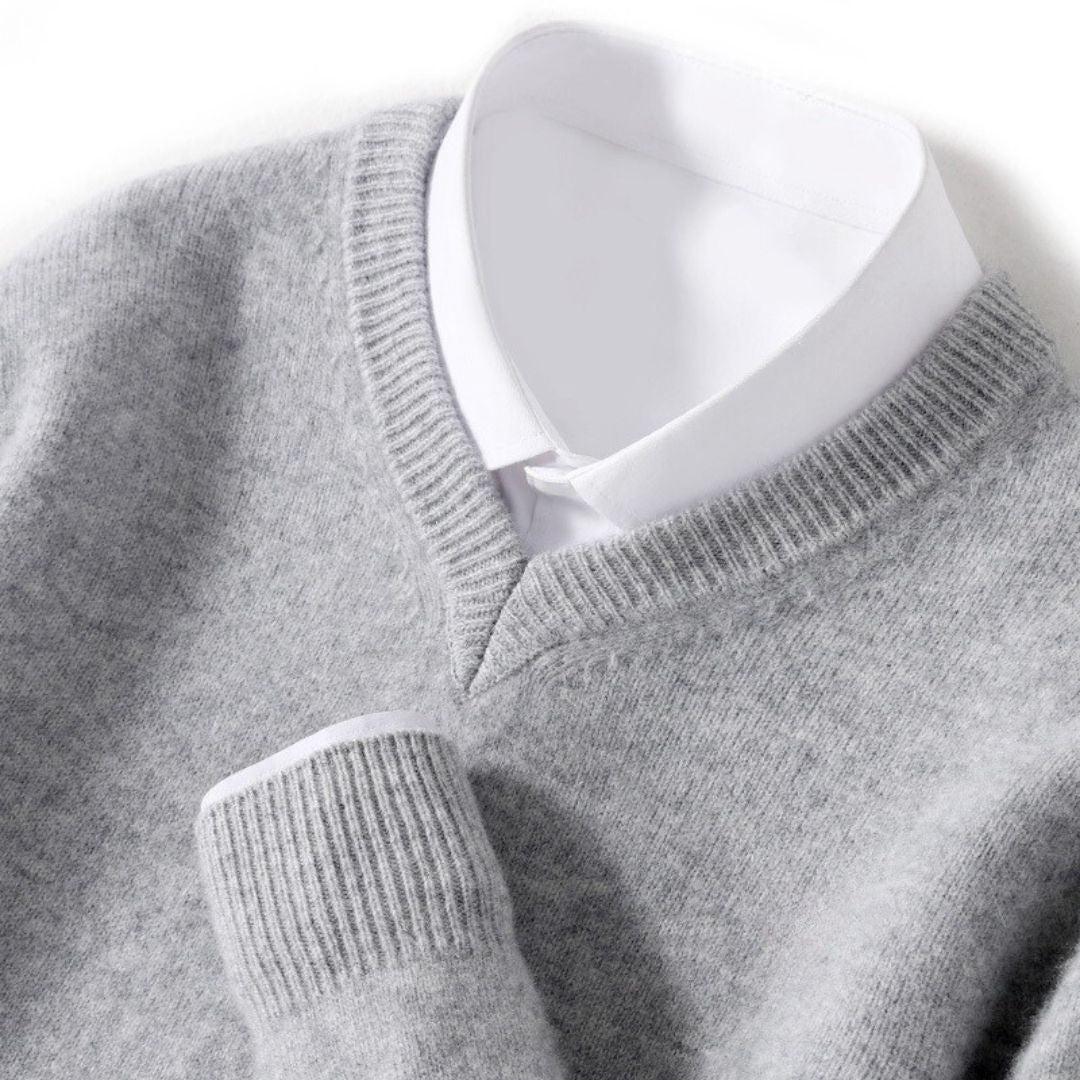 Men's V-Neck Sweater Merino Wool