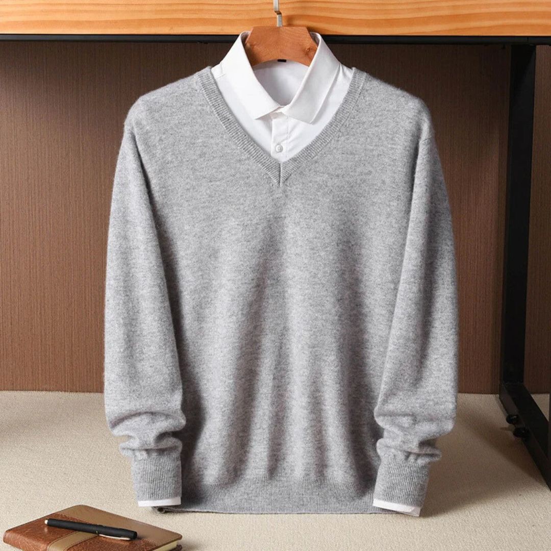 Men's V-Neck Sweater Merino Wool
