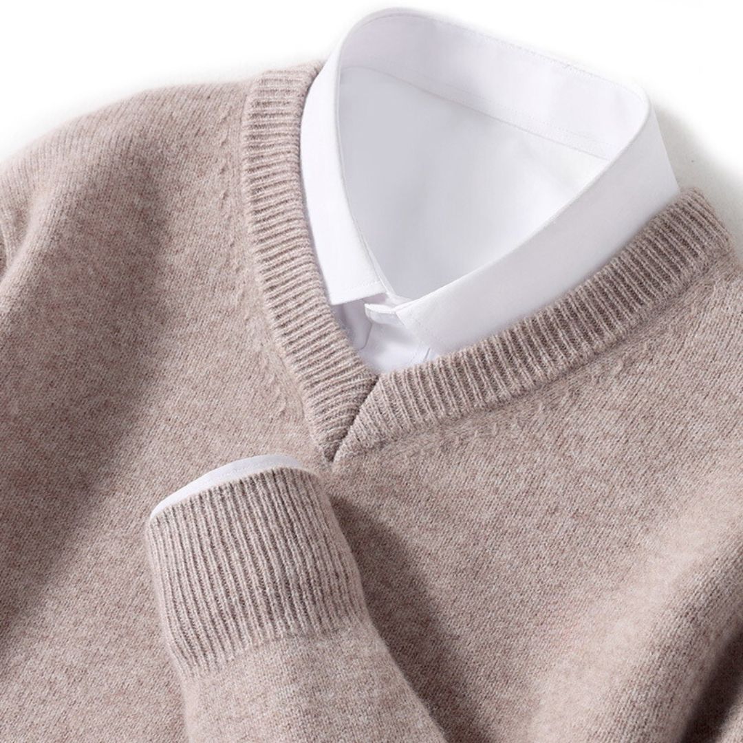 Men's V-Neck Sweater Merino Wool