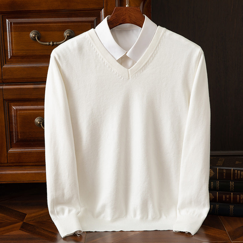 Men's V-Neck Sweater Merino Wool