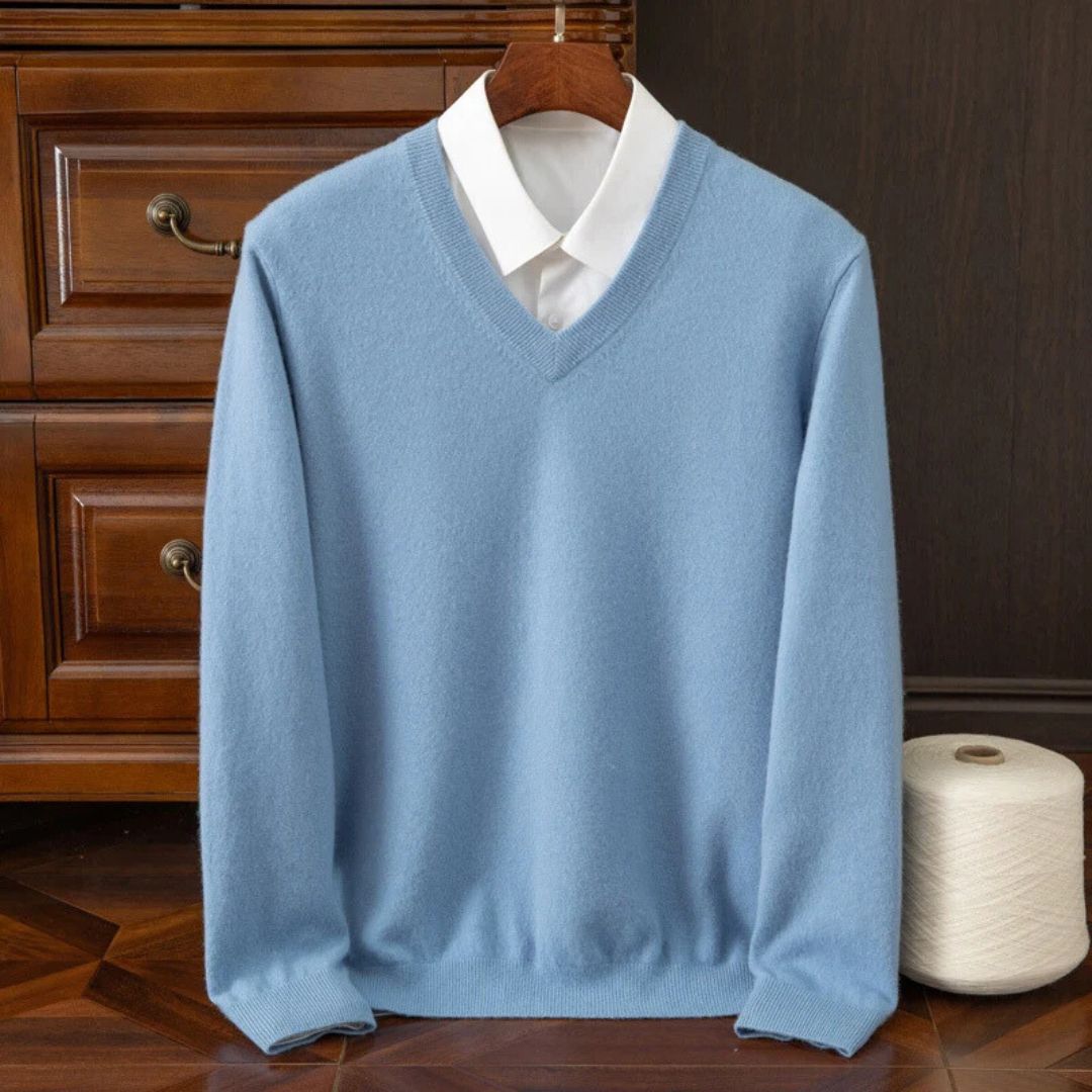 Men's V-Neck Sweater Merino Wool