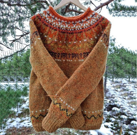 Men's Vintage Knit Sweater - Classic Crew Neck