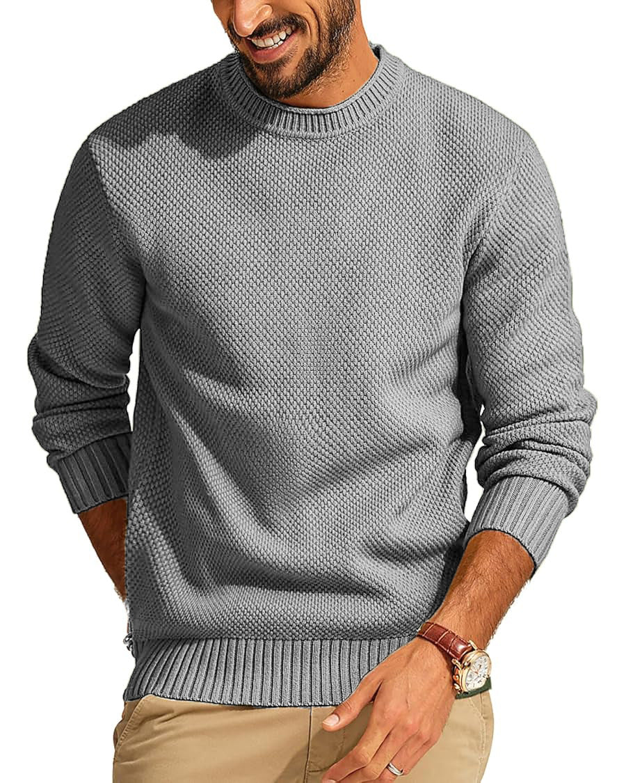 Men's Waffle-Knit Crewneck Sweater